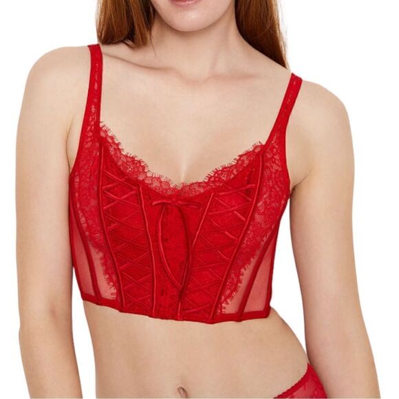 Victoria’s Secret DREAM ANGELS Unlined Lace-Up Corset Top in the Size Large - Picture 1 of 5